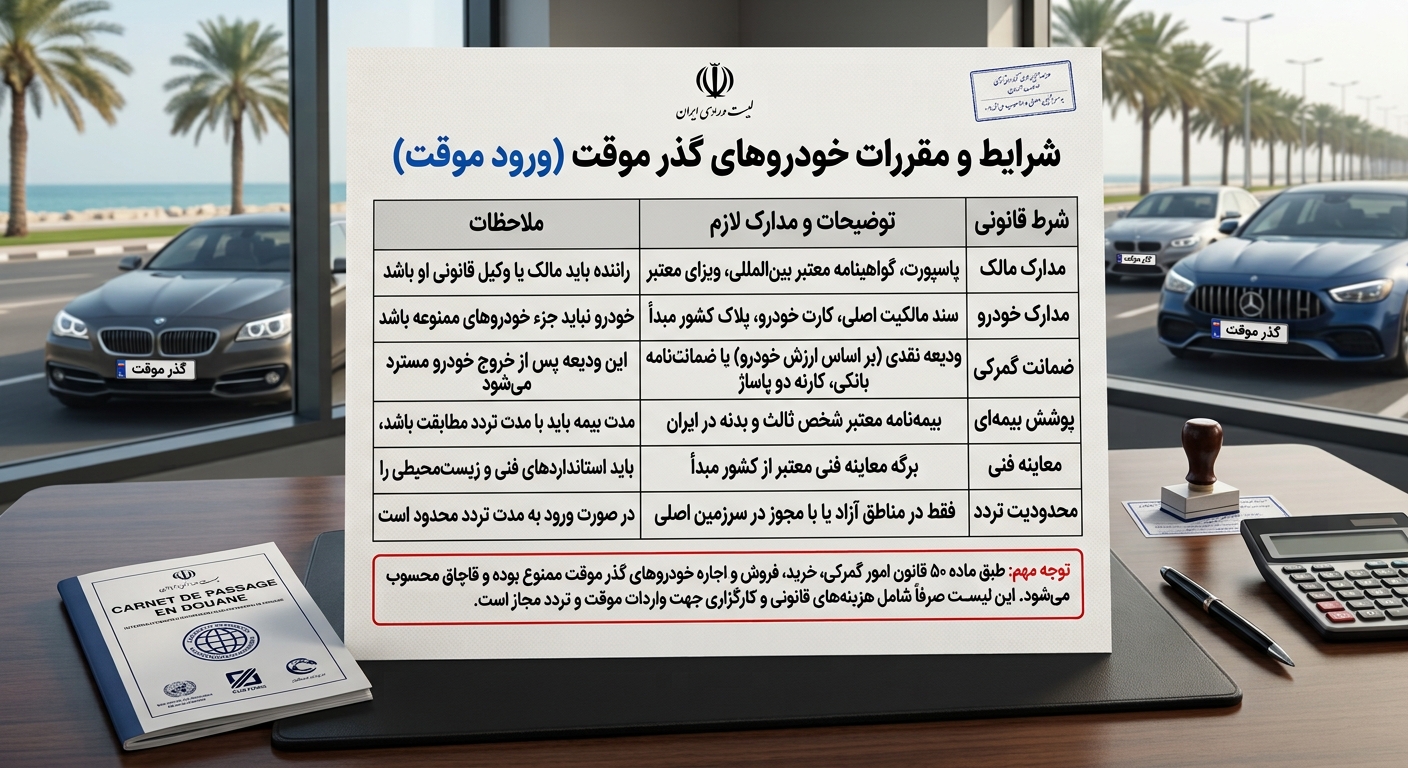 شرایط خودروهای گذر موقت انزلی در ۱۴۰۵؛ قوانین تردد، پلاک و مدارک