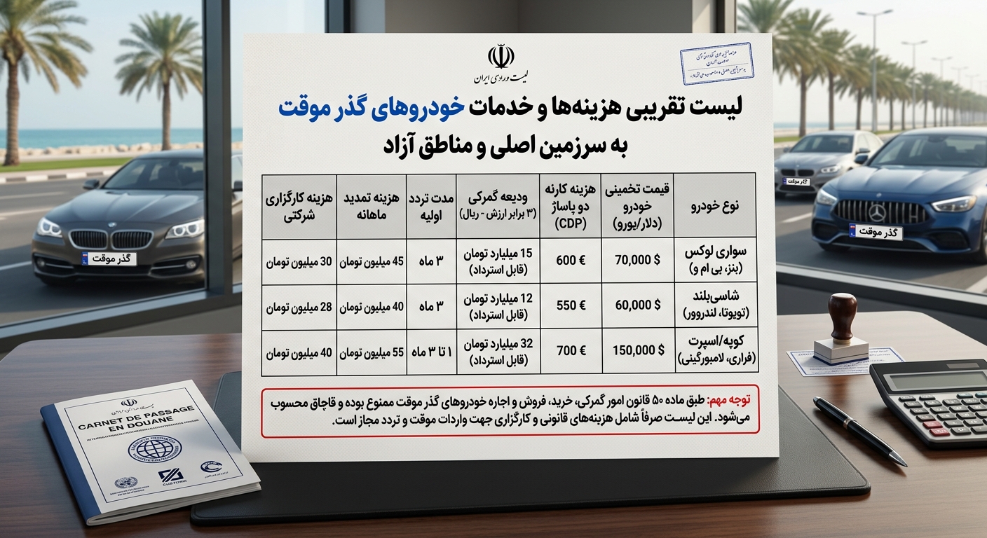 قیمت ماشین گذر موقت انزلی در ۱۴۰۵؛ عوامل مؤثر بر قیمت و راهنمای خرید